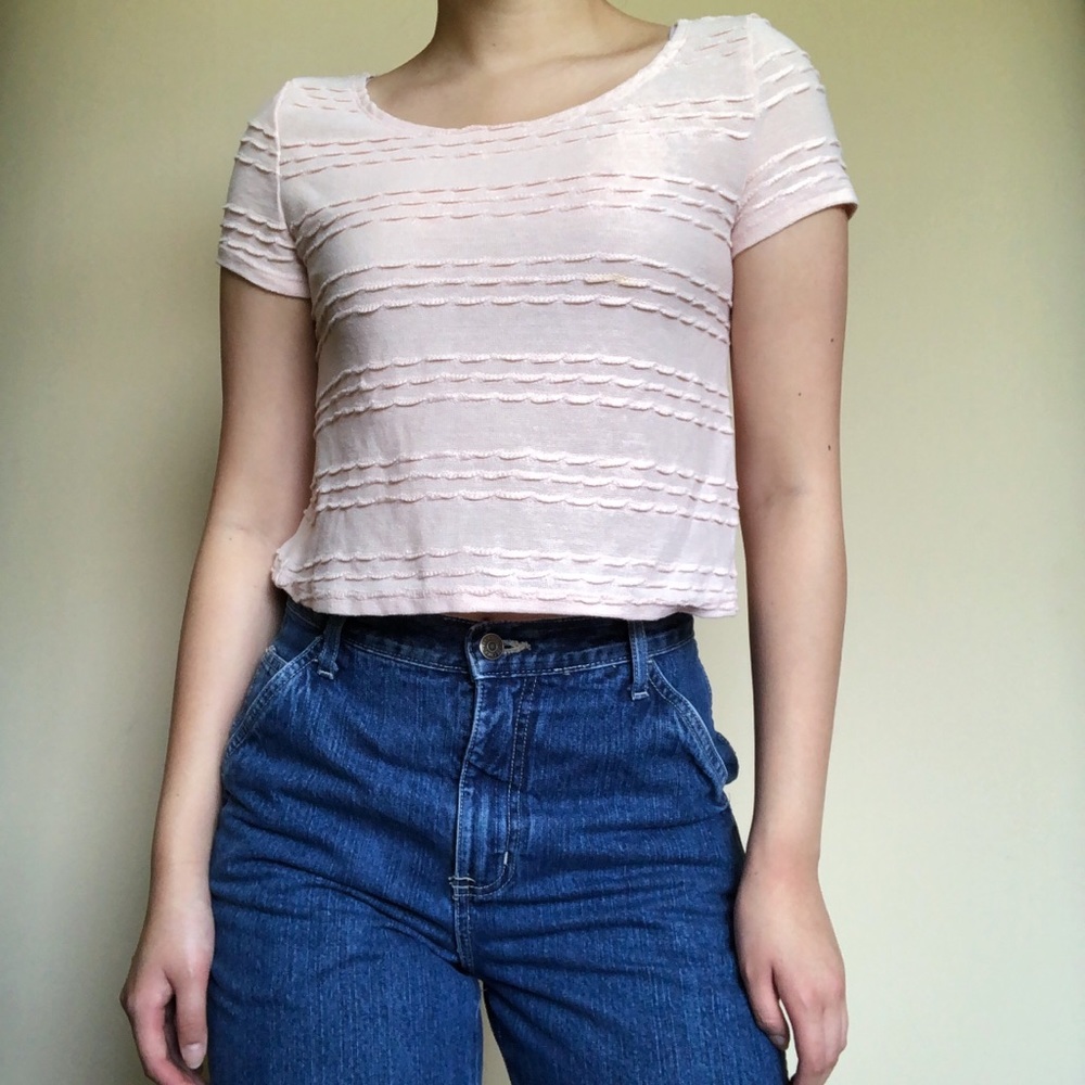 Pink Ribbed Crop Top